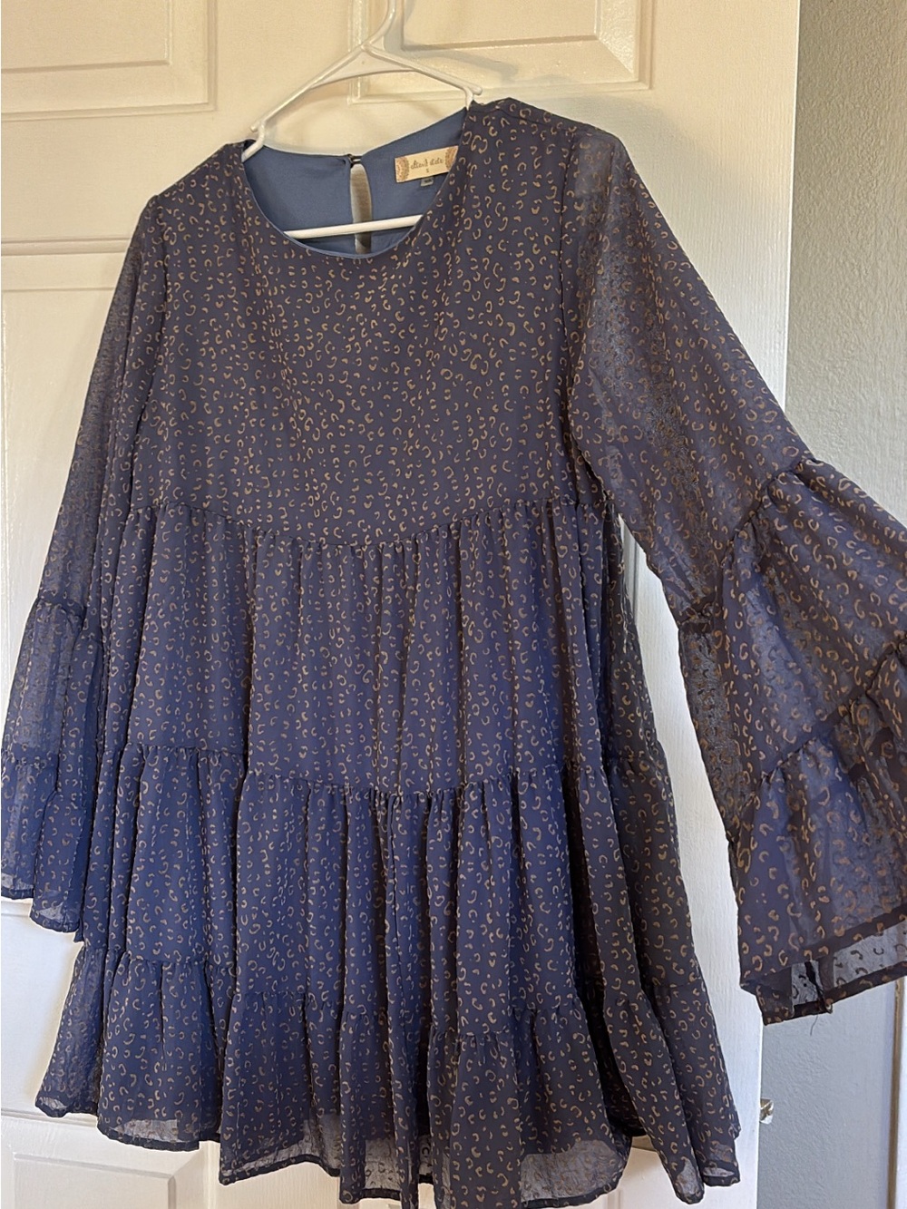 Altar'd State Navy Dress with Gold Leopard Print